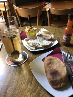 Houmous et Empanada  at Le Phare Cafe in Geneva