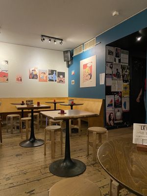 The back room/exhibition space. At the front it’s a bar  at Le Phare Cafe in Geneva