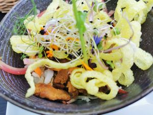 Vegetarian Vietnamese salad with seitan  at Le Vegetarium in La Gacilly