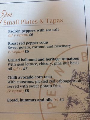 Menu at Penny Blue  in Carlisle