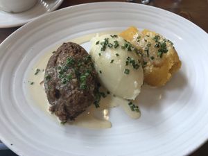 Vegetarian haggis was delicious  at Scott's Kitchen in Edinburgh