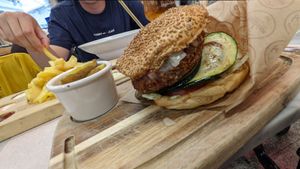 Asked for the grilled potatoes instead of the usual chips and they were really good! at Baskian in Bilbao