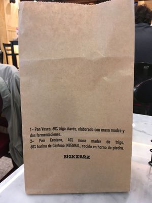 Sadly the bread comes in a paper bag. at Baskian in Bilbao
