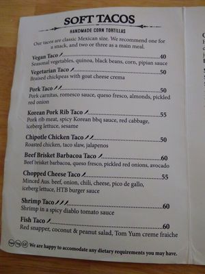 Menu 2 at Hanoi Taco Bar in Hanoi