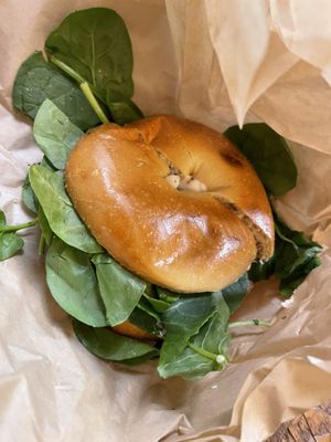 Vegan cram cheese with cucumber and greens (not in menu but they flexed) at Atticus Coffee and Teahouse in Park City