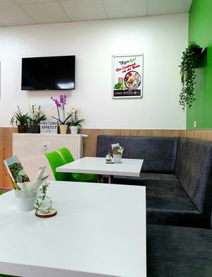 Indoor seating at Veganland in Neuss