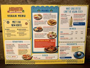 Chiquito vegan menu at Chiquito in Aberdeen