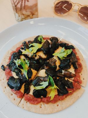 pizza at The Local Beet in Abu Fatira