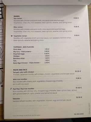 Menu  at Asian Ways in Barcelona