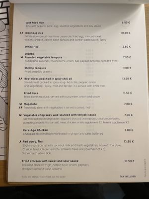 Menu  at Asian Ways in Barcelona