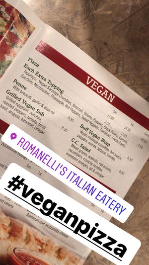 Menu at Romanelli's in Madison