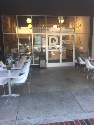 Outdoor or indoor seating, clean, nice at Hummus Republic in Burbank