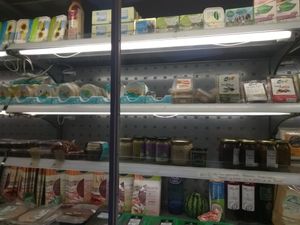 Tofu and more in.the fridges at Delicious Food in Amsterdam
