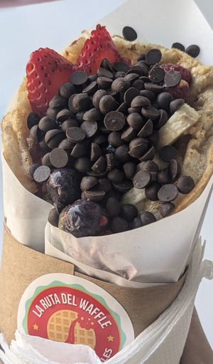 Vegan Waffle with Fruit at La Ruta Del Waffle in Santiago