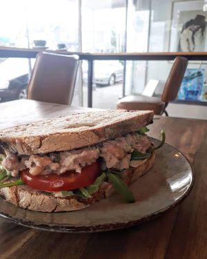 Vegan mashed bean salad sandwich  at Pestle & Mortar in Wellington