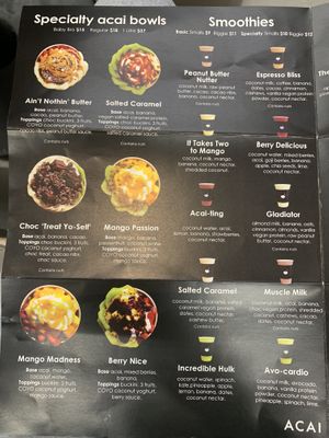 Açai and smoothies  at Acai Brothers  in Canberra