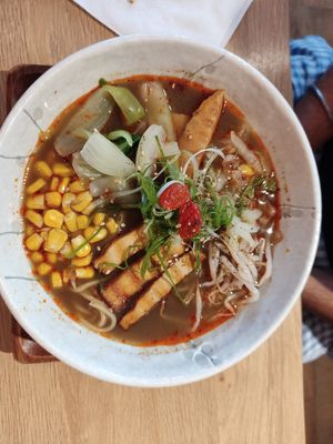 Miso vegan ramen at Miska Ramen Bar in Prague