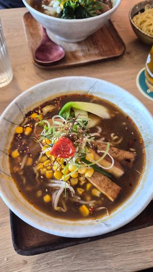 Shoyu ramen mild (still a bit spicy!) no seaweed at Miska Ramen Bar in Prague