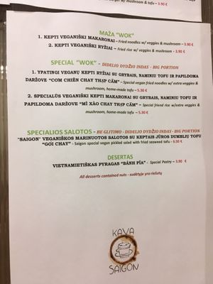 Vegan menu page 2 (2022)  at Saigon Kava in Siauliai