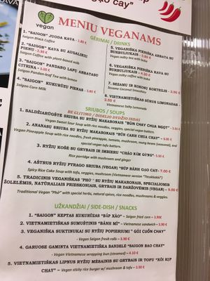 Vegan menu page 1 (2022)  at Saigon Kava in Siauliai