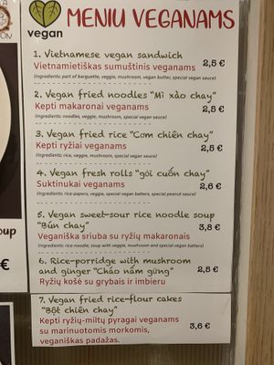 vegan menu at Saigon Kava in Siauliai