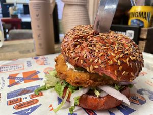 Vegan chicken burger  at BrewDog in West London