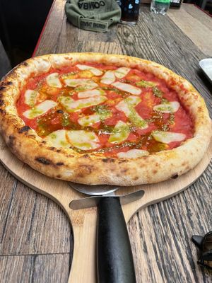 Vegan cheese pizzaa  at BrewDog in West London