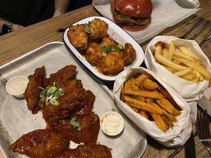 Sharing wings and fries at BrewDog in West London