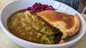 Mushroom & potato pie at Secret Garden Cafe in Clitheroe