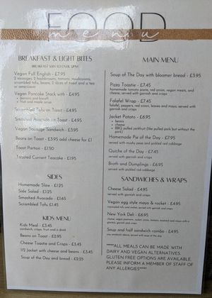 Menu at Secret Garden Cafe in Clitheroe
