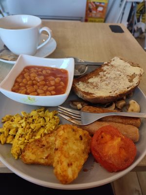 Vegan cooked breakfast at Secret Garden Cafe in Clitheroe