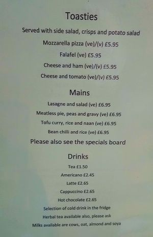 Menu at Secret Garden Cafe in Clitheroe
