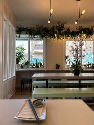 Very cute decor inside the restaurant   at Ohana Sushi Vegan in Montreal