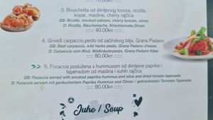 Vegan Foccacia menu at Oliva in Makarska
