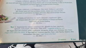 Vegan Salad menu at Oliva in Makarska