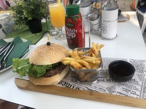Vegan burger made most out of beans😋  at Oliva in Makarska