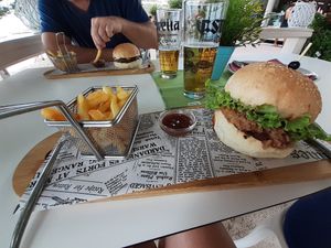 Tasty vegan burger at Oliva in Makarska