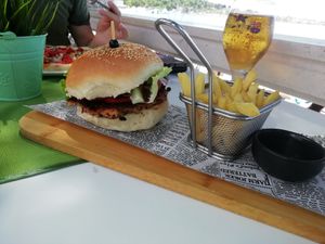 Vegan burger at Oliva in Makarska