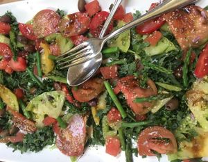 A taste of summer with this heirloom tomato salad. at Pyramid Bistro in Aspen