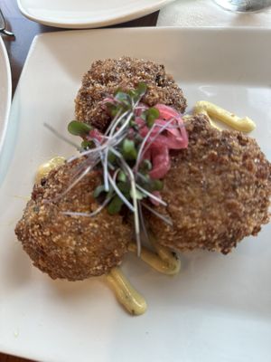 Artichoke cakes  at Mews in Provincetown