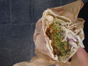 Falafel wrap at Falavela in Crete