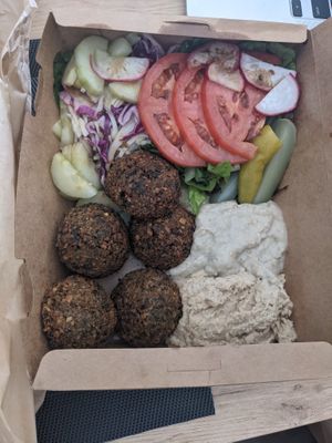 Falafel bowl/salad at Falavela in Crete
