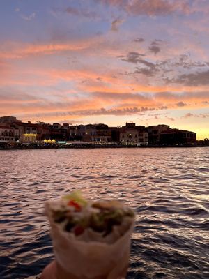 Falafel at sunset  at Falavela in Crete