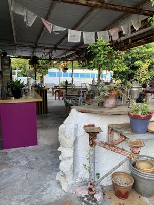 Long view of patio at Floresta Cafe in Delray Beach