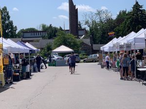 vendor area at Brighton Farmer's Market in Rochester