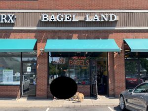 outside at Bagel Land  in Rochester