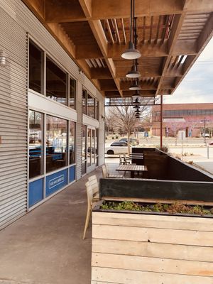 Outside seating  at Banh Mi Station in Dallas