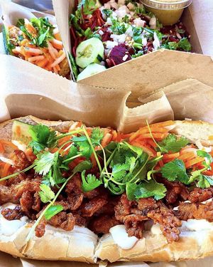 Buffalo un-chicken banh mi  at Banh Mi Station in Dallas