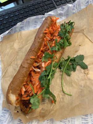 Tempeh satay bahn mi  at Banh Mi Station in Dallas