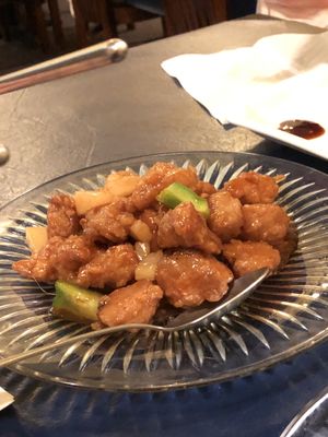 Sweet n sour chicken!  My favourite   at 3G Vegetarian Restaurant in Vancouver